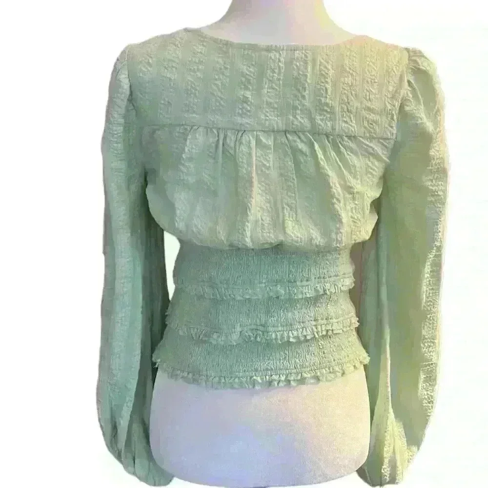 FREE PEOPLE Smocked Cinched Waist Sea Foam Green Size Small​